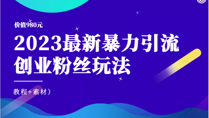 价值980元的2023最新暴力引流创业粉丝玩法（教程+素材）-颜夕资源网-第15张图片