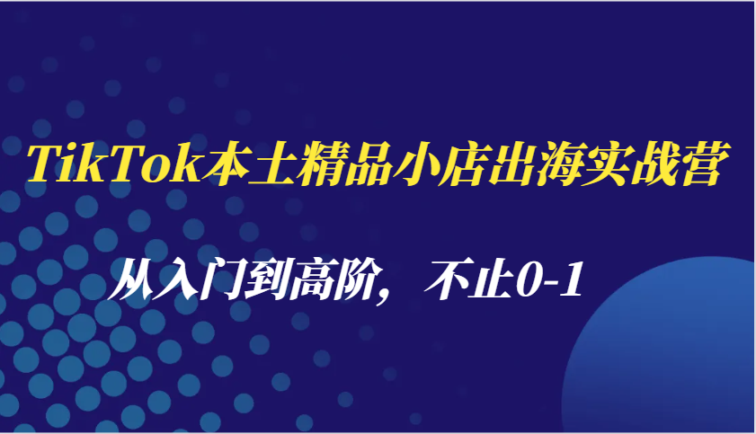 TikTok本土精品小店出海实战营，从入门到高阶，不止0-1-倒腾怪分享社-第17张图片