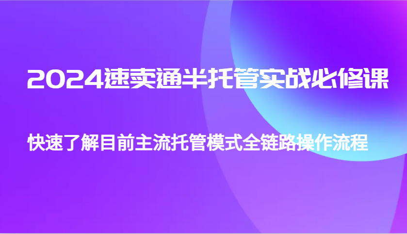 2024速卖通半托管从0到1实战必修课，帮助你快速了解目前主流托管模式全链路操作流程-倒腾怪分享社-第18张图片