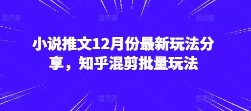 小说推文12月份新的玩法分享，知乎混剪批量玩法-颜夕资源网-第15张图片