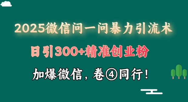 2025最新微信问一问暴力行为引流术揭密，日引300 自主创业粉，单日转现四位数-倒腾怪分享社-第16张图片